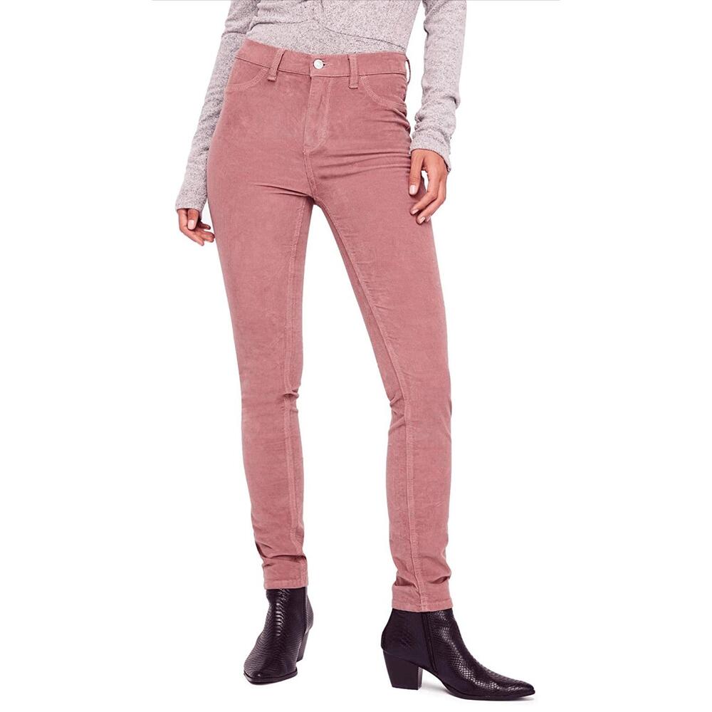 Free People‎ Corduroy Pants Womens 24 Modern Mauve High Rise Casual